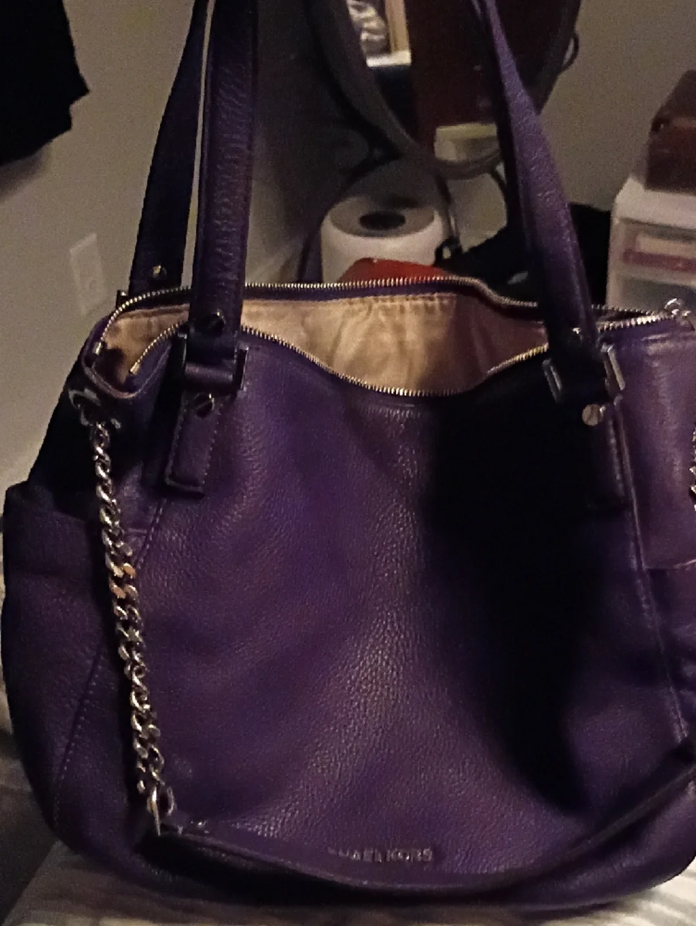 Michael Kors Deep Purple Pebbled Leather Tote - Picture 4 of 6